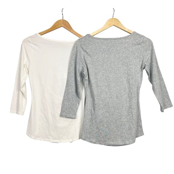 Sundance LOT 2 Princess Ruched Tops Women's Cotton Shirt Gray/Off White Small - Picture 2 of 9